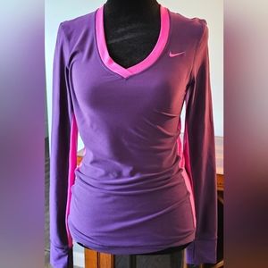 Gently Used-Nike Fit Dry-Long Sleeve Shirt-Women's-Size XS-0-2-Pink & Purple